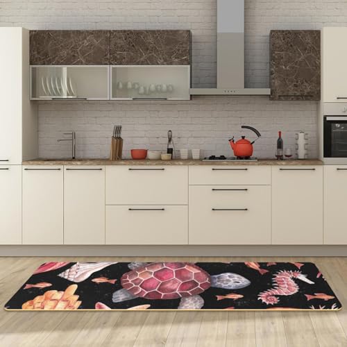 Alfombrillas de cocina absorbentes con diseño de tortuga para pasillo y hogar 3