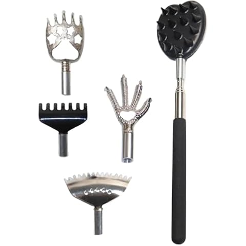 Extendable Back Scratcher with 5 Detachable Heads Cover