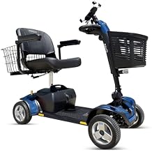 Pride Go Go Sport 4 Wheel Mobility Scooter + Pride Mobilty Cell Phone Mount, XLR Phone Charger, Mobility Yours Rear Basket, New Easy Turn Feature, LED Headlight, 325 Lbs Capacity,