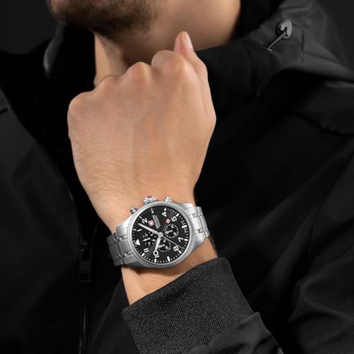 Image of Swiss Military HANOWA Thunderbolt Chrono Black Round DIAL Analog Watch for Men -SMWGI0000405