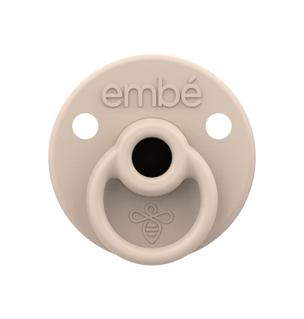 Embe Binnie Retractable Silicone Pacifier, Stays Clean & Hygienic, BPA Free & Hypoallergenic Pacifier | Oatmeal Blush