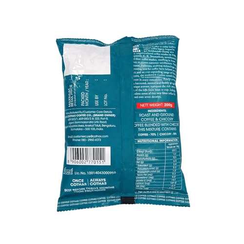 Image of Cothas Coffee - Hotel Blend INS Premium South Indian Filter Coffee Powder | Blend of 70% Coffee & 30% Chicory |Traditional Strong Coffee | Handpicked Cherries | Rich Aroma & Bold Taste | 200 g Pack