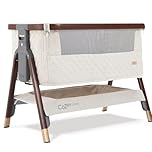Tutti Bambini CoZee® Luxe Next To Me Crib & Standalone Baby Cot – Quilted Velvet Crib with 100% Cotton Jersey Lining - Foldable Baby Bed & Travel Cot with Mattress (0-6 Months) – Walnut/Cream