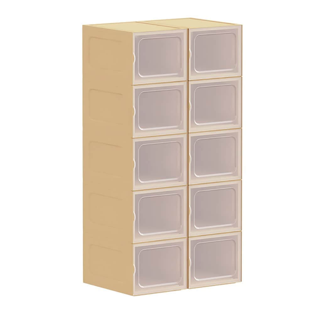 Caja de zapatos, caja de almacenamiento de zapatos apilable, juego de 10 cajas de zapatos grandes de color blanco, contenedores de plástico con tapa transparente, organizador de zapatos y contenedore