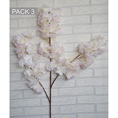 Hogar y Mas Flores Almendro Artificiales decoración jarrones Set de 3, Ramas Flores de Interior Decorativas 100 cm - Rosa Claro