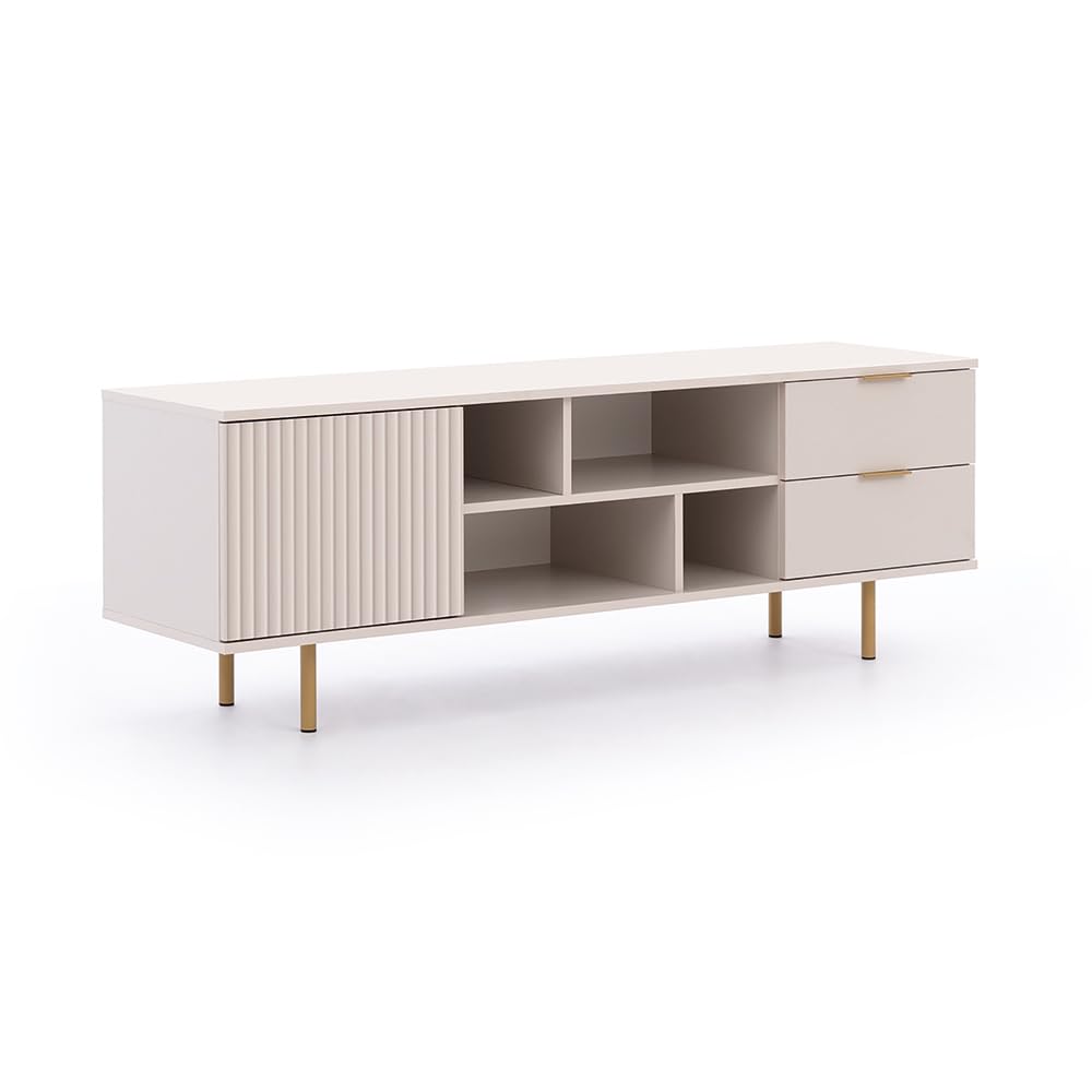Lomadox Wohnmöbel Set Wohnwand Kaschmir 3-teilig modern 1 Kommode, 1 Lowboard, 1 Vitrine