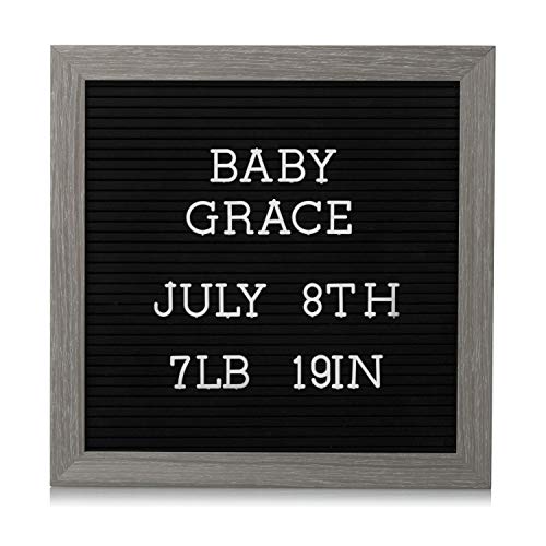 Image of Pearhead 10" x 10" Letterboard, Rustic Nursery, Message Board, Baby Announcement Sign, Dark Gray