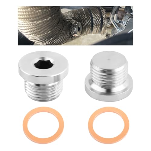 2PCS M18x1.5 Sensor Plug Inner Hex Head with Brass O-Ring Stainless Steel Sensor Bung Sealing Exhaust System Universal Car Accessories for Car Truck Motorcycle Exhaust Pipe and Sensor (M18x1.5)