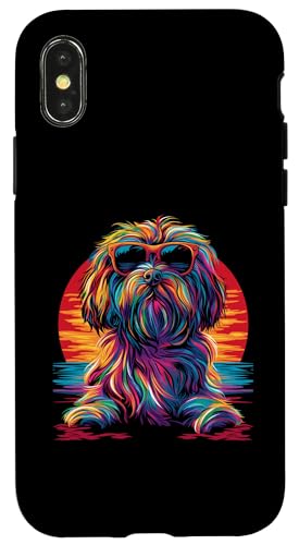 Coque pour iPhone X/XS Lunettes de soleil Chien Havanais Sunset Popart