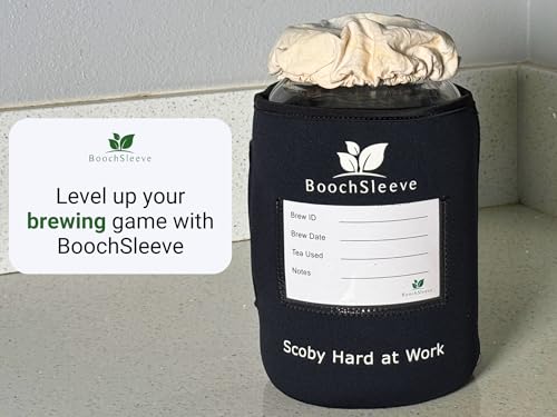 BoochSleeve Kombucha starter kit 1 gallon glass jar sleeve - fermentation, 1 gallon mason jar, regulates brewing temperature - insulating neoprene - with thermometer slot by BoochSleeve - Used condition - Image 7