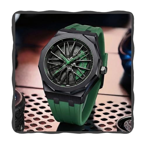 Image of ON TIME OCTUS Spinning Car Wheels Gyro Men's Sport Watch| 360 Rotating Car Wheel Dial Watch for Men | 3D Rim Hub Sports Design | Quartz Analog Wristwatch with Soft Silicone Strap