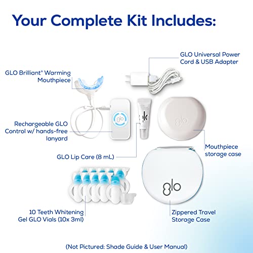 Glo Science — Glo Classic Brilliant Teeth Whitening Device Kit W/ Patented Warming Mouthpiece And Blue Led Light Technology — Designed For Sensitive Teeth, White Device #TOP3