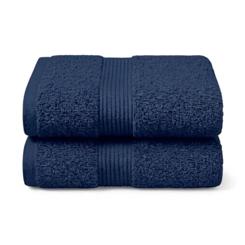 NIMORA 2 Piece Egyptian Cotton Hand Towel Bale Set – Ultra Soft 500 GSM – Face Towels, Hand Towels, Bath Towel & Bath Sheet – Super Absorbent, Durable & Quick Dry Bathroom Towels (Navy Blue, 2HT)