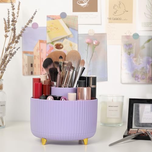 Image of SKYDUE 2 Pack Pen Holder, 360 Degree Rotating Pencil Holder for Desk Organizer, Rotating Desktop Pen Organizer with 5 Slots, Office Supplies, Pencil Cup for Office, School, Home