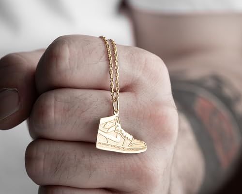 925 Silver Basketball Shoe Pendant Necklace - Gold Sports Jewelry Sneaker Necklace2