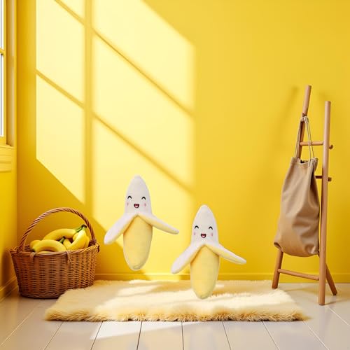 Set de 2 mordedores con sonido en forma de plátano para cachorros miniatura 2