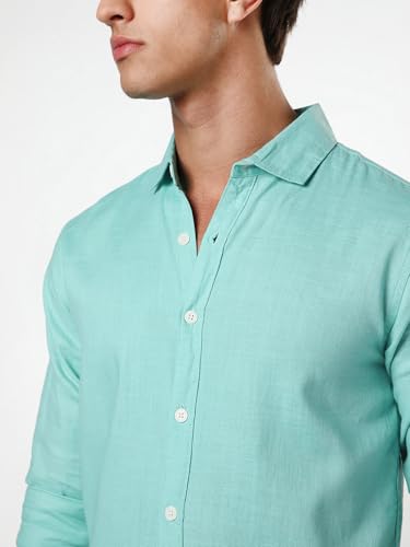 Image of Urbano Fashion Men's Linen Blend Full Sleeve Relaxed Fit Casual Solid Shirt