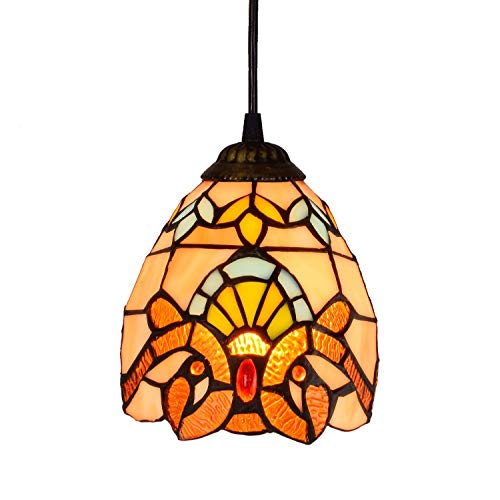 Petite lampe suspendue baroque style Tiffany pour une ambiance douce de chambre