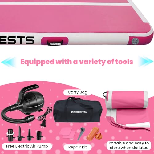 Image of DOBESTS Inflatable Air Gymnastics Mat Tumbling Mat Tumble Track Gymnastics Training for Kids Home 6.6 feet 10 feet 13feet 16feet 20feet 4 /8inch Thick for Cheerleading Dance Yoga Cheer Water With Pump