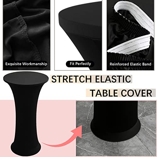 Image of Cocktail Table Covers - 2 Pack 24 inchx43 inch Fitted Highboy Table Cloth - Black