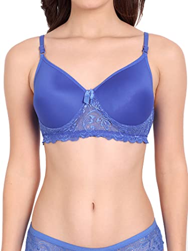Image of FIMS - Fashion is my style Women Cotton Floral Lace Padded, Non-Wired, Full Coverage, Seamless Bra Panty Set, Multicolor, Lingerie Set
