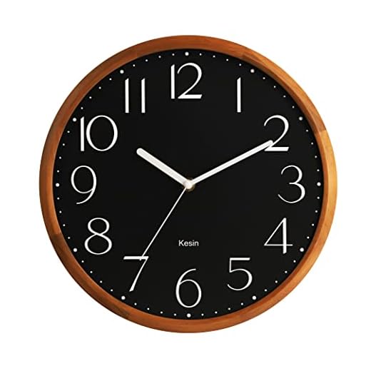 Wall Clock 12 Inch Black Wooden Wall Clocks Battery Operated Silent Non-Ticking Easy to Read Round Farmhouse Clock Home Decor for Kitchen, Living Room, Bedroom, Office
