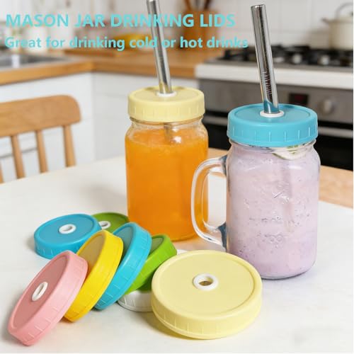 Mason Jar Lids, 6 Pack 86mm Wide Mouth Mason Jar Lid with Straw Hole for Ball Caning Jar - Drinking Coffee, Smoothies, Boba-Milk Tea, Dishwasher-safe & Leak-proof by ITISBLTN - Image 7