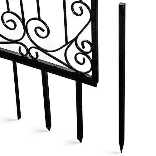 Image of H Potter Scroll Garden Trellis 72 inch H, Freestanding Heavy Duty Iron, Black | Ground spikes included. Durable powder-coated finish. Supports climbing roses, clematis, ivy and vines.