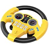 Binnan Giocattoli per Volante Bambini, Volante per Bambini da Auto, Controller di Guida Portatile Simulato con Suoni Divertenti e Musica, Finta Guida Giocattoli Educativi per Bambini (Giallo)