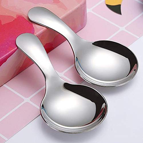 BYFRI Short Handle Spoons,1pc Durable Stainless Steel Short Handle Teaspoon Spoon Ice Cream Spoon 9x4cm