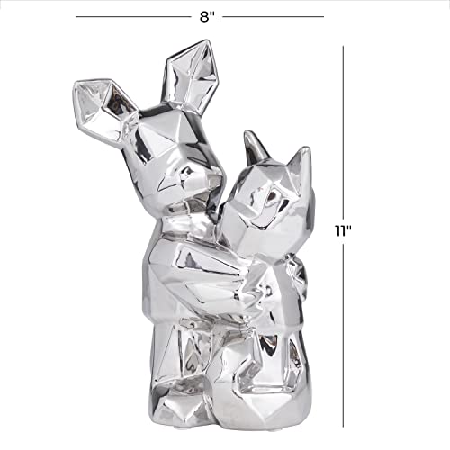 Escultura de porcelana perro cubista plateada 8x5x12 pulg miniatura 3