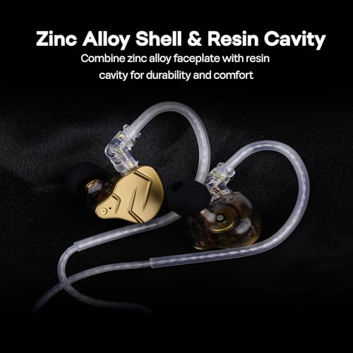 Image of Linsoul KZ ZSN PRO X Dual Driver 1BA+1DD Hybrid Metal Earphones HiFi in-Ear Monitor with Detachable 2Pin Cable, Zin Alloy Panel (with Mic, Gold)