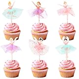 24 Pcs Ballerina Cupcake Toppers – 3D Tutu Dress Ballet Girl Picks for Baby Girl Birthday, Princess Party, Baby Shower, Wedding, Picnic, Muffin & Dessert Decorations (Style 2)