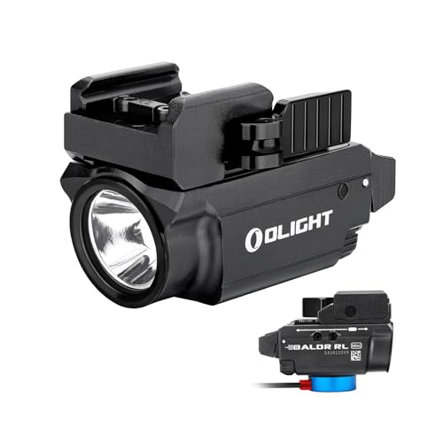 OLIGHT Baldr RL Mini Lampe Tactique Puissante avec Pointeur Rouge Réglable Max 600 Lumens Mini Flashlight pour Chasse Rail Picatinny & GL Noir