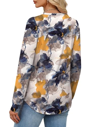 Alaroo Long Sleeve Shirts for Women Boho Tops Fall Fashion Outfits Basic Crewneck Sweatshirts Casual Clothes 2026 Print 2 L
