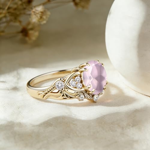 Image of Gemstone Vintage Rings for Women s925 Sterling Silver Round Cut 1.0 Carat Gemstone with Moissanite Promise Engagement Anniversary Ring for Her
