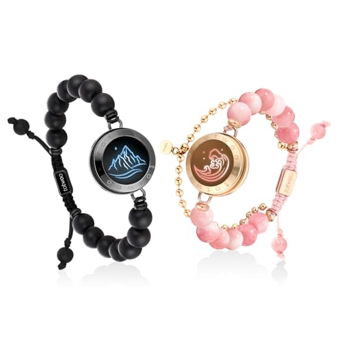 TOTWOO Long Distance Touch Bracelets for Couples, Smart Light up & Vibration for Love Couples Healing Stone Bracelet | Long Distance Relationship Gift