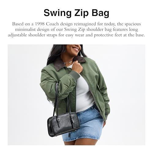 Coach Crinkle Patent Swing Zip Bag, LH/Black2