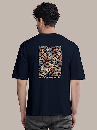 Image of BULLMER Peach Trendy Front Printed oversized Round Neck T-shirt for men