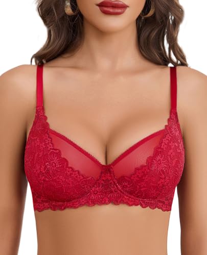 Image of Avidlove Women Lace Bra Underwire Sexy Bralettes Unlined Mesh Full Coverage Lingerie Everyday Bras