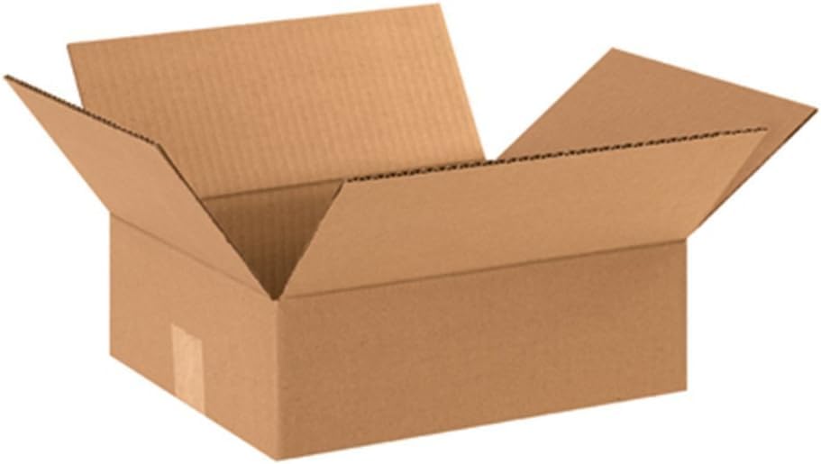 Image of BOX USA Shipping Boxes Flat 12 inchL x 10 inchW x 4 inchH 25-Pack - Corrugated Cardboard Box for Moving, Mailing, Packing, Packaging and Storage