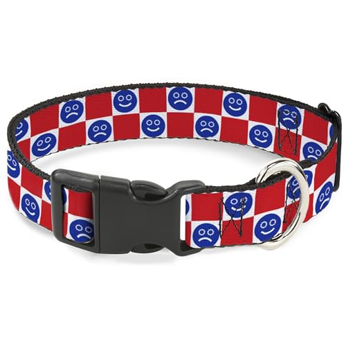 Collier pour chien large 3.8 cm résistant lavable imprimé smiley