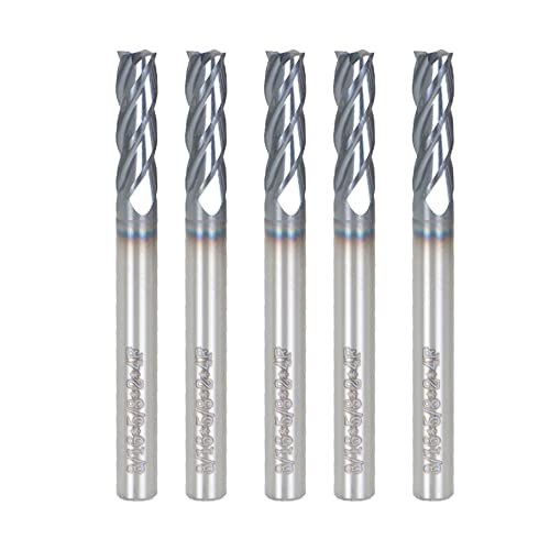 Image of kimllier 5Pcs 3 /16 Inch 4 Flute Carbide End Mill, CNC Square Nose End Mill Bits Straight Shank Drill Bits 2 Inch Overall Long