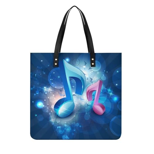 Tote bag pour voyage imprimé notes de musique : sac à main shopper coloré grand format
