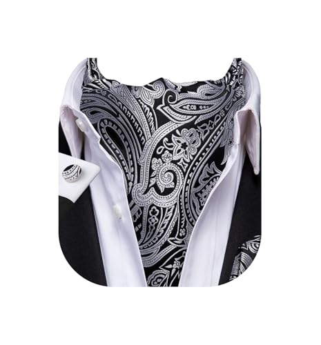 Image of Dubulle Paisley Floral Ascot for Men Self Tie Mens Cravat and Pocket Square Cufflinks Wedding