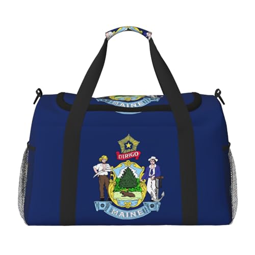Sac de voyage imprimé drapeau du Maine bagage femme noir taille unique