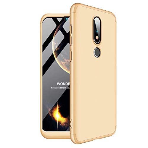 JINCHANGWU Carcasa Funda para Nokia 6.1 (2018) Forro Ultra-Delgado Anti-Arañazos con Protector De Patalla - Dorado