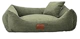 Leo4dog Hundebett Cord Waschbar Bezug Für kleine mittelgroße und große Hunde Hundekissen Hundesofa Hundekorb (Olive, M 80x60)