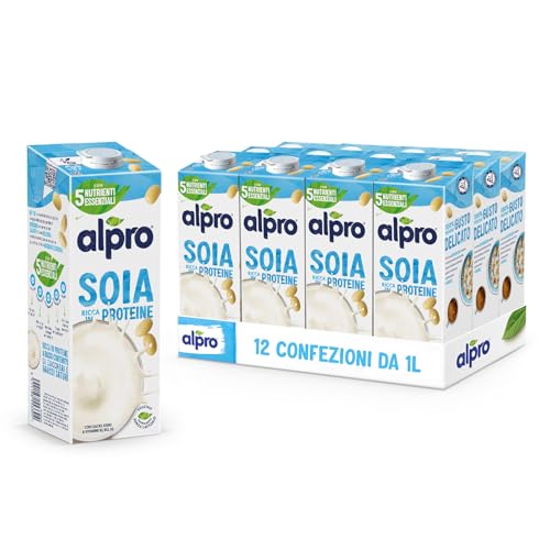 ALPRO CLASSICO, Bevanda alla SOIA, 100% vegetale con vitamine B2, B12 e D2 (12 confezioni da 1 Litro)