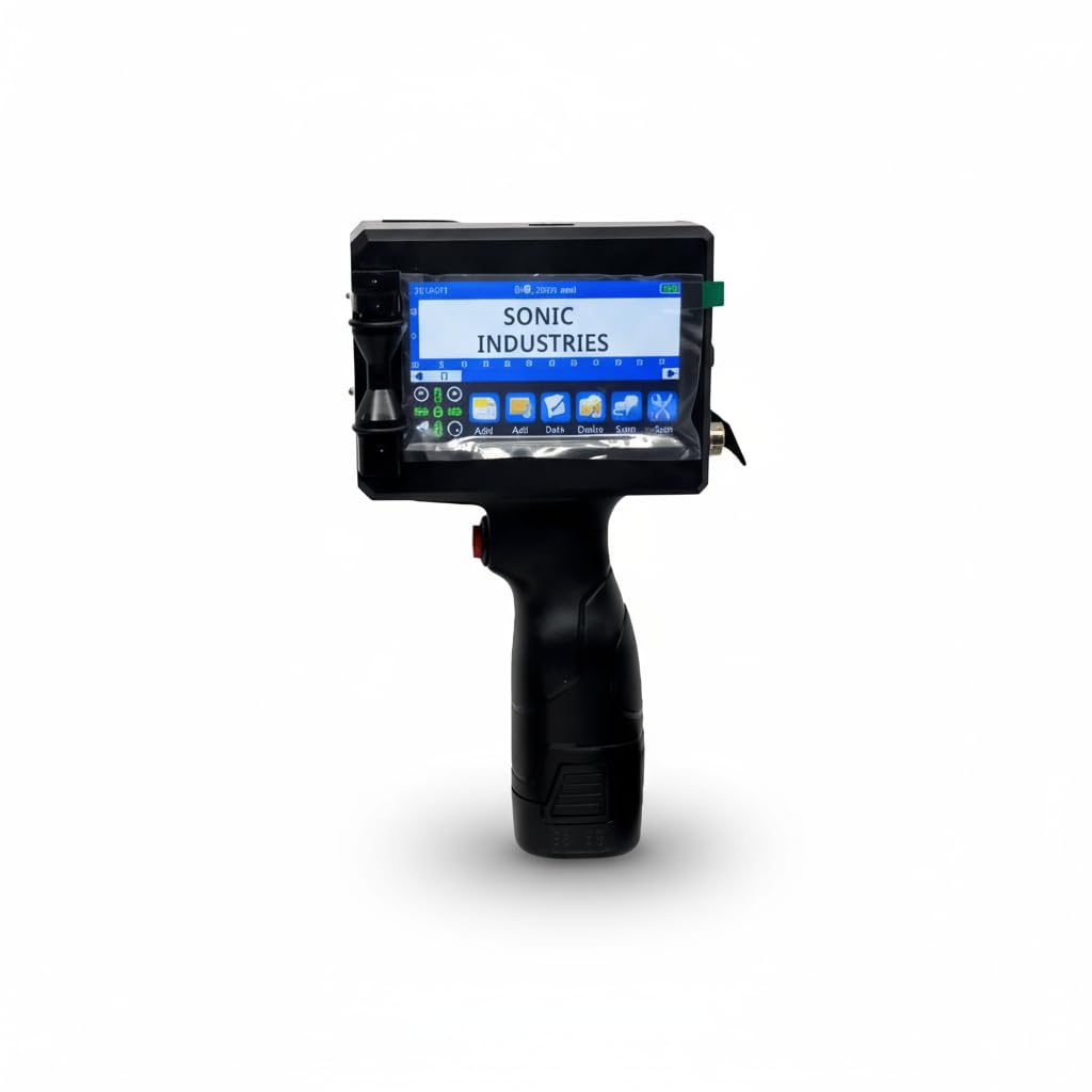 Sonic Handheld Inkjet Printer � Compact 12.7mm Plastic Body Batch Coding & Date Printer | Lightweight TIJ Machine for MRP, QR, Barcode & Expiry Marking